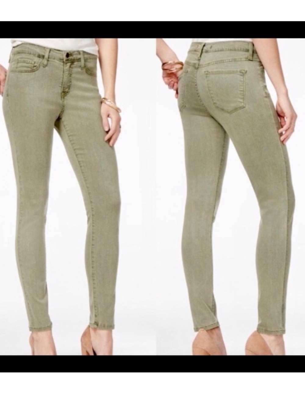 Paige skyline ankle peg light green sage jeans